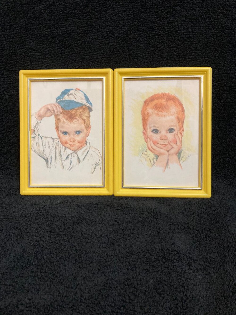 Vintage Frances Hook Northern Tissue All American Boy Framed Art Prints 5" x 7"